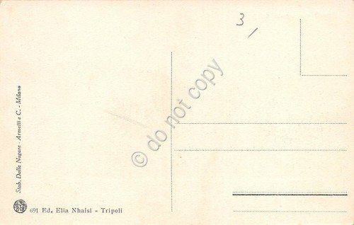 Cartolina Tripoli Panorama del porto nave barca