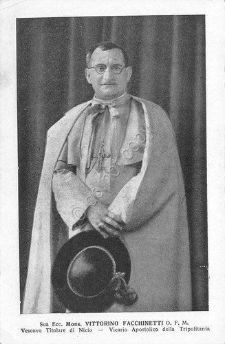 Cartolina Tripolitania Monsignor Vittorino Facchinetti Vescovo di Nicio