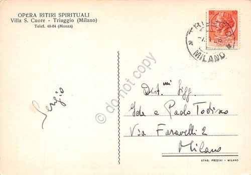 Cartolina Triuggio Milano Villa S. Cuore Opera Ritiri Spirituali