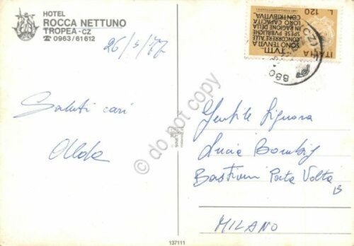 Cartolina Tropea Hotel Rocca Nettuno 1977 (Catanzaro)