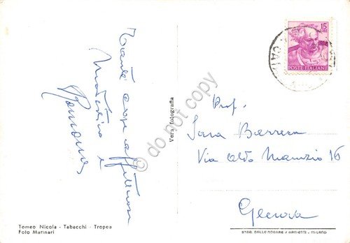 Cartolina Tropea panorama e campo sportivo anni '60