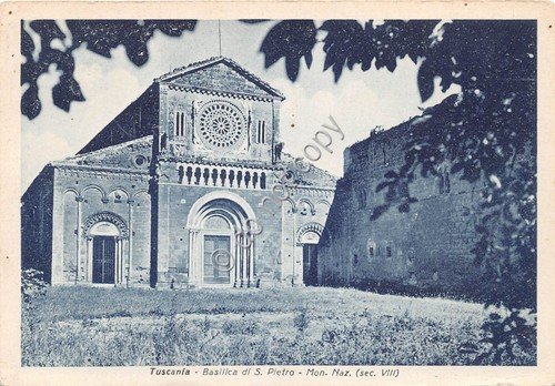 Cartolina Tuscania Basilica di San Pietro anni '30