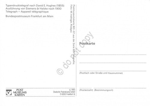 Cartolina Typendrucktelegraf nach David Hughes 1855 timbro filatelico 1983 | Immagine Gallery 2