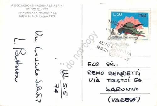 Cartolina Udine Alpini Radunata Nazionale 1974 Timbro Adunata