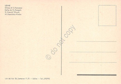 Cartolina Udine Chiesa S. Francesco auto d'epoca anni '70