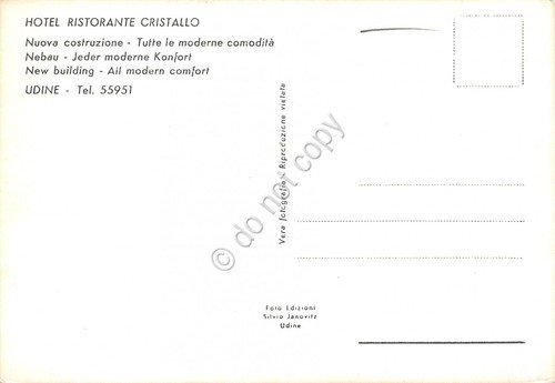Cartolina Udine Hotel Cristallo vedute | Immagine Gallery 2