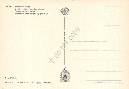 Cartolina Udine Panorama aereo città anni '70