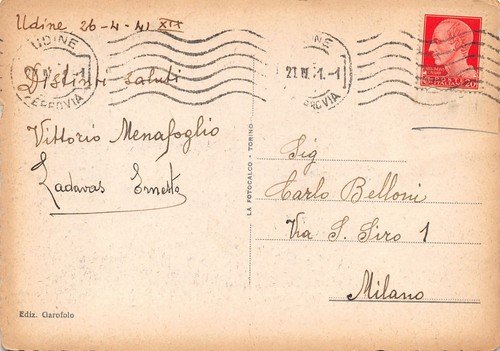 Cartolina Udine Panorama e Castello 1941 | Immagine Gallery 2