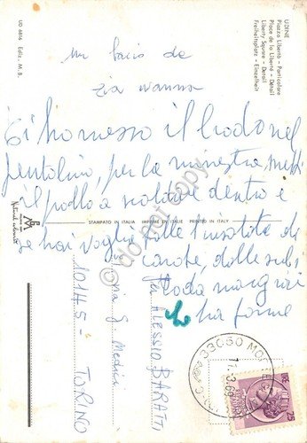 Cartolina Udine Piazza LIbert? 1969