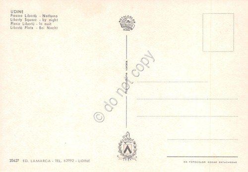 Cartolina Udine Piazza Libertà notturno | Immagine Gallery 2