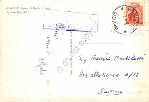 Cartolina Ugovizza Tarvisio Villaggio Alpino di Monte Cocco anni '50