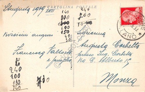 Cartolina Unione Nazionale Italiana trasporto ammalati a Lourdes 1939