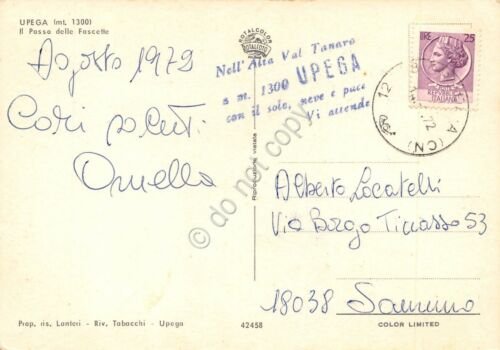 Cartolina Upega passo delle fascette 1972 timbro Upega