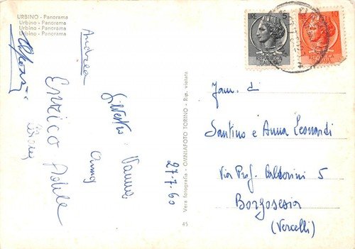Cartolina Urbino Panorama 1960