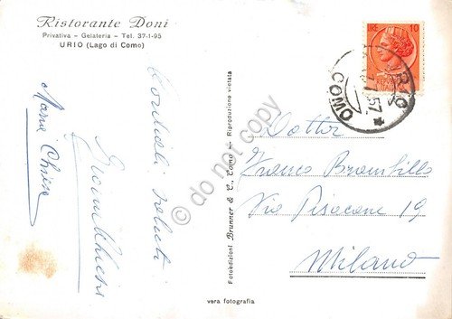 Cartolina Urio Lago di Como Panorama parziale 1957