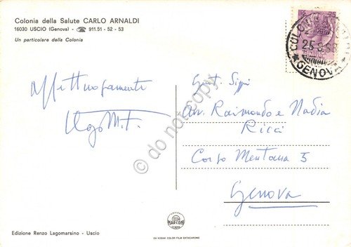 Cartolina Uscio Colonia Carlo Arnaldi 1968 giardino | Immagine Gallery 2