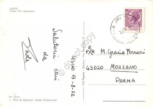 Cartolina Uscio Piazza XX Settembre 1972