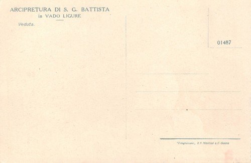 Cartolina Vado Ligure Arcipretura San Giovanni Battista Panorama con Campana