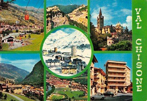 Cartolina Val Chisone vedute varie località (Torino)