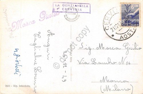 Cartolina Val d'Aosta Cervino Parete Svizzera 1949 | Immagine Gallery 2