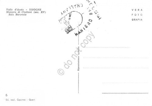 Cartolina Val d'Aosta Issogne Maniero di Challant Sala Baronale
