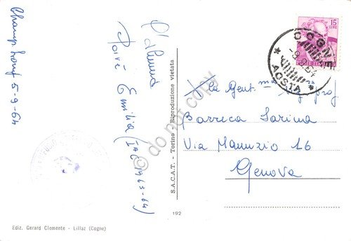 Cartolina Val d'Aosta Lago di Loye sfondo Monte Bianco Timbro …