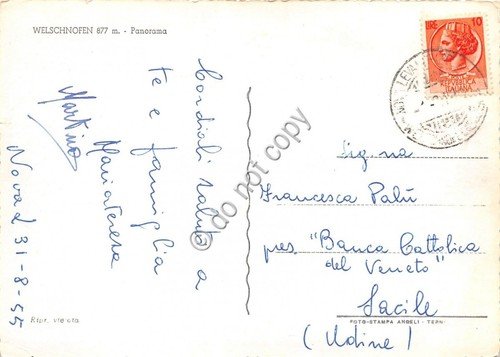 Cartolina Val D'Ega Nova Levante panorama 1955