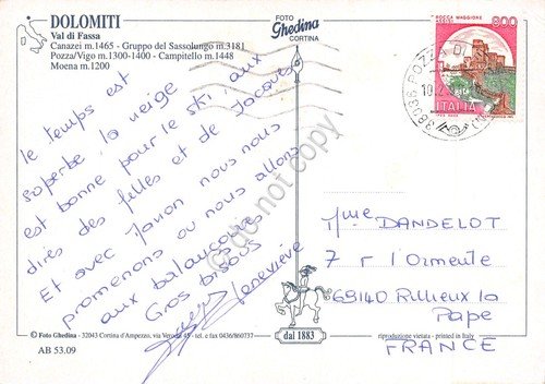 Cartolina Val di Fassa vedute varie 1996 (Trento)