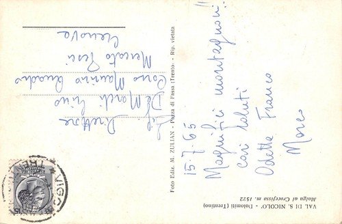 Cartolina Val di San Nicolò Malga al Crocefisso 1965 | Immagine Gallery 2