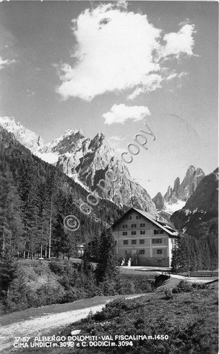 Cartolina Val Fiscalina Albergo Dolomiti Cima Undici e Dodici 1950 … | Immagine principale