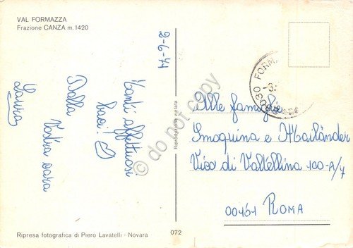 Cartolina Val Formazza Frazione Canza 1971