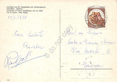 Cartolina Val Funes Chiesetta Santa Maddalena 1982 (Bolzano) | Immagine Gallery 2