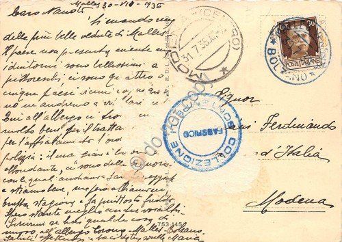 Cartolina Val Venosta Malles Panorama verso Ortles 1936