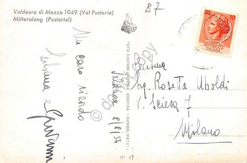 Cartolina Valdaora di Mezzo Mitterolang panorama 1957 | Immagine Gallery 2