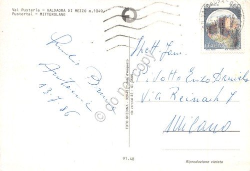 Cartolina Valdaora di Mezzo paese e panorama 1986 | Immagine Gallery 2