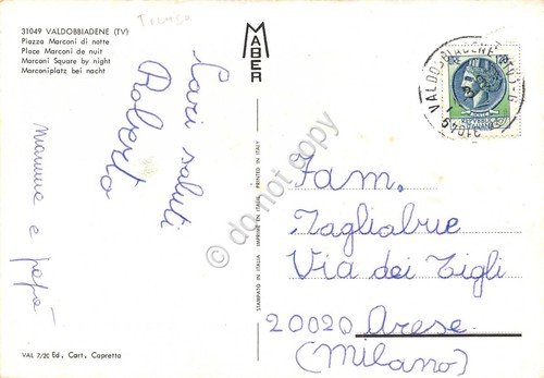 Cartolina Valdobbiadene Piazza Marconi Notturno (Treviso) | Immagine Gallery 2