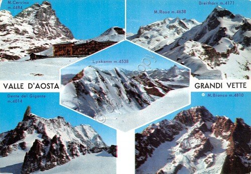 Cartolina Valle d'Aosta 5 vedute Dente del Gigante M. Bianco … | Immagine principale
