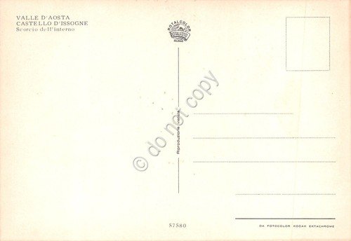 Cartolina Valle d'Aosta Castello d' Issogne scorcio dell'interno