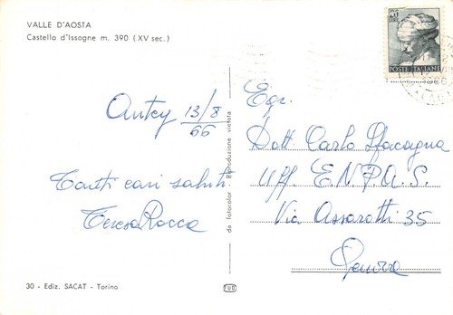 Cartolina Valle d'Aosta Castello di Issogne 1966