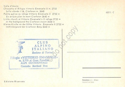 Cartolina Valle d'Aosta Rifugio Vittorio Emanuele II Chiesetta