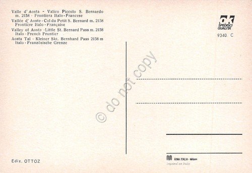 Cartolina Valle d' Aosta valico Piccolo S. Bernardo Frontiera Italo … | Immagine Gallery 2