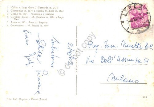 Cartolina Valle d'Aosta vedute 1962 | Immagine Gallery 2
