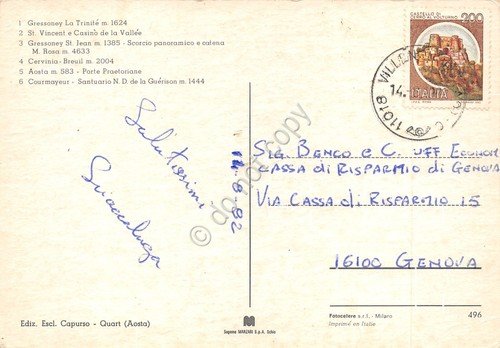 Cartolina Valle D'Aosta vedute varie localit? 1982 | Immagine Gallery 2