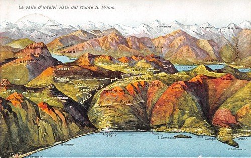 Cartolina Valle d'Intelvi vista Monte San Primo illustrata con località …