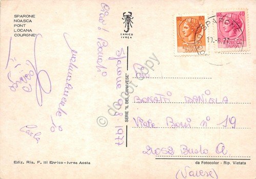 Cartolina Valle dell'Orco vedute Albergo Gran Paradiso Sparone Noasca Pont …