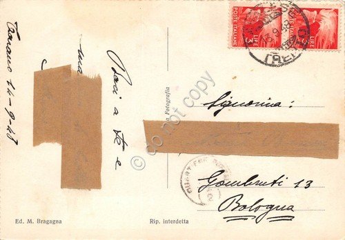 Cartolina Valle di Fiemme Trentino con indicazioni 1948