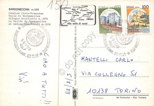 Cartolina Valle di Rochemolles Bardonecchia confine Italo Francese Rifugio 1989