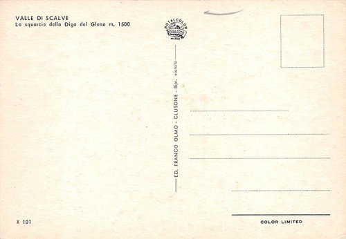 Cartolina Valle di Sclave Diga del Gleno squarcio (Bergamo)