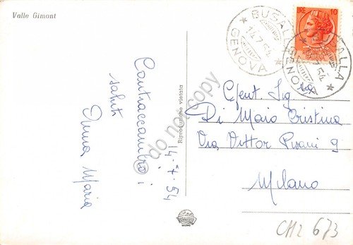 Cartolina Valle Gimont 1954 ruscello monte