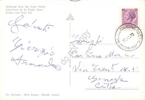Cartolina Valle Stura vedute varie 1973 grinza (Genova)